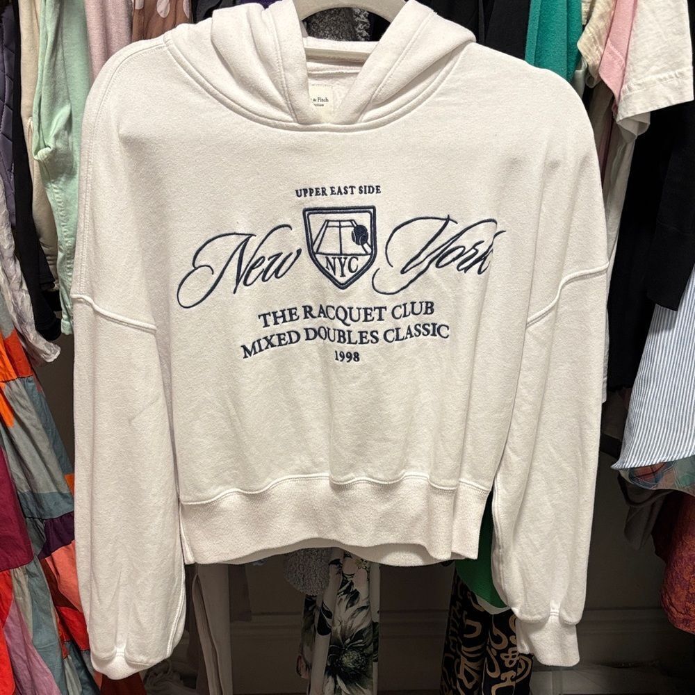 Abercrombie and fitch size small New York racquet club women’s White Hoodie Sz S